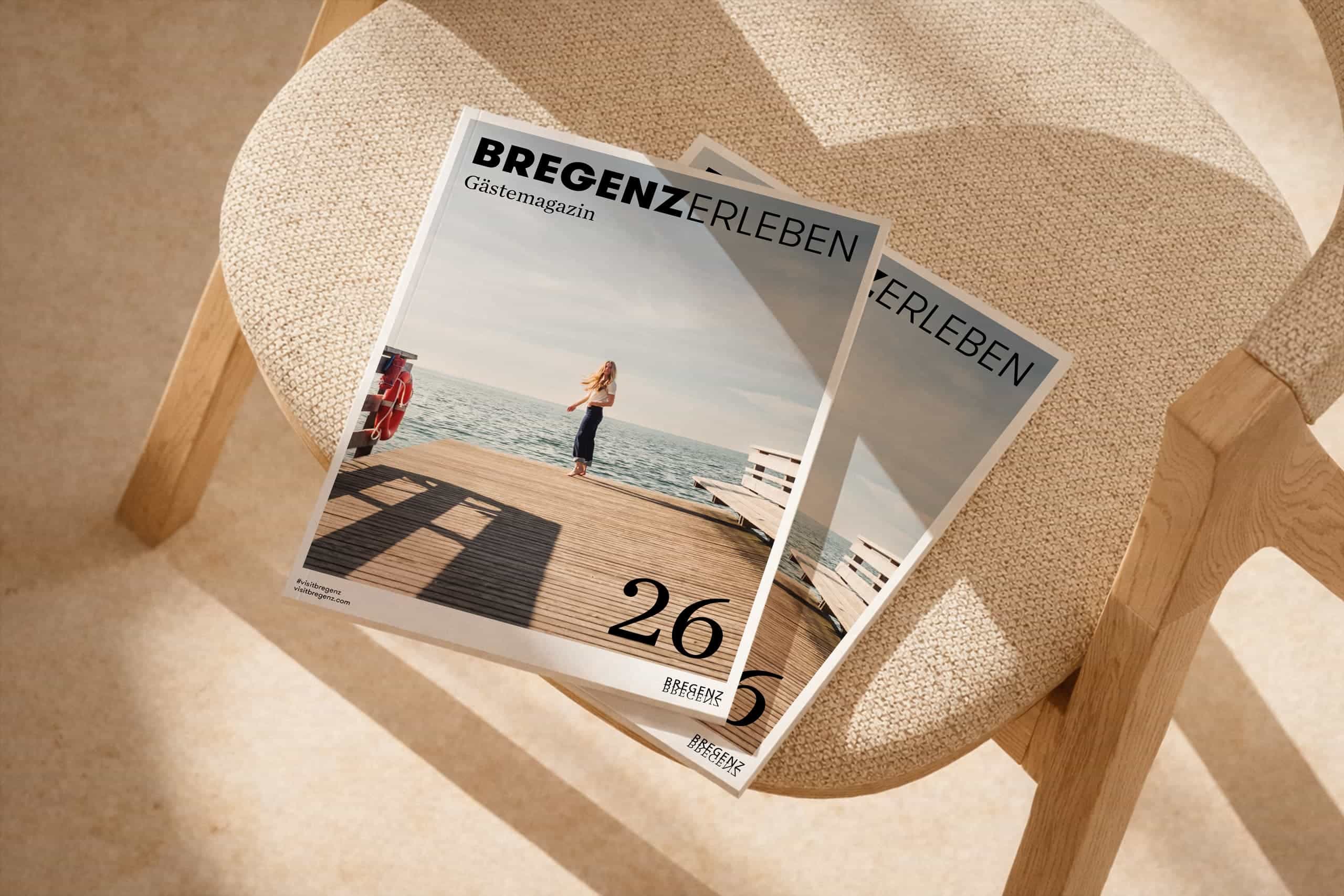 Magazincover mit Reportage von Veronika Mennel über Bregenz am See im Gästemagazin Bregenz erleben